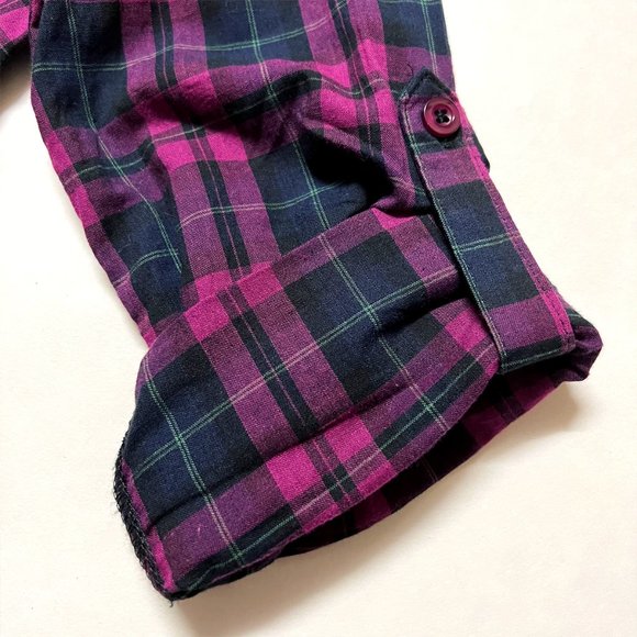 One Step Up Black + Fuchsia Plaid Long Top (Small) - Picture 3 of 7